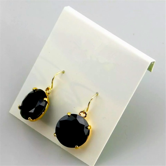 Kate Spade Square Crystal Gold Plated Glitter Round Leverback Drop Earrings.